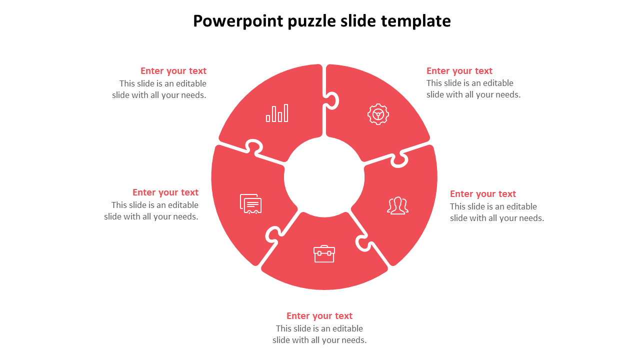 Free - Add PowerPoint Puzzle Slide Template Designs 5-Node